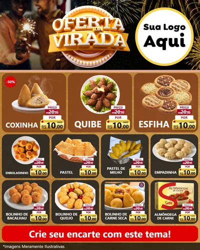 Modelo de Rede Social para Feed Instagram com o tema Oferta da Virada para Salgadaria