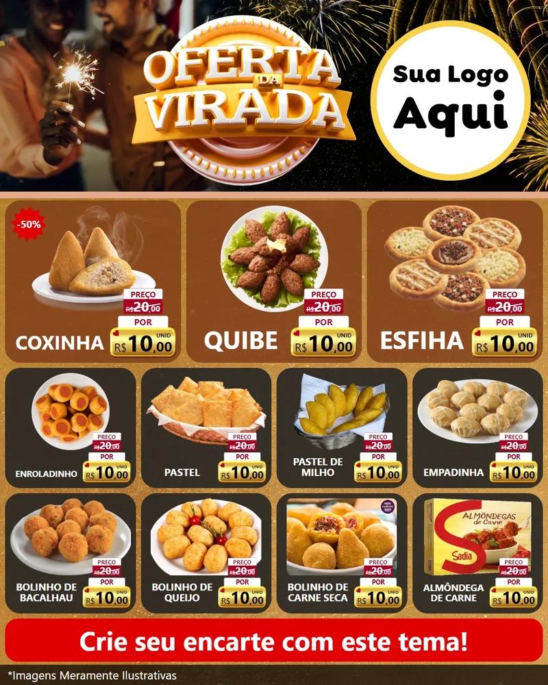 Modelo de Rede Social para Feed Instagram com o tema Oferta da Virada para Salgadaria