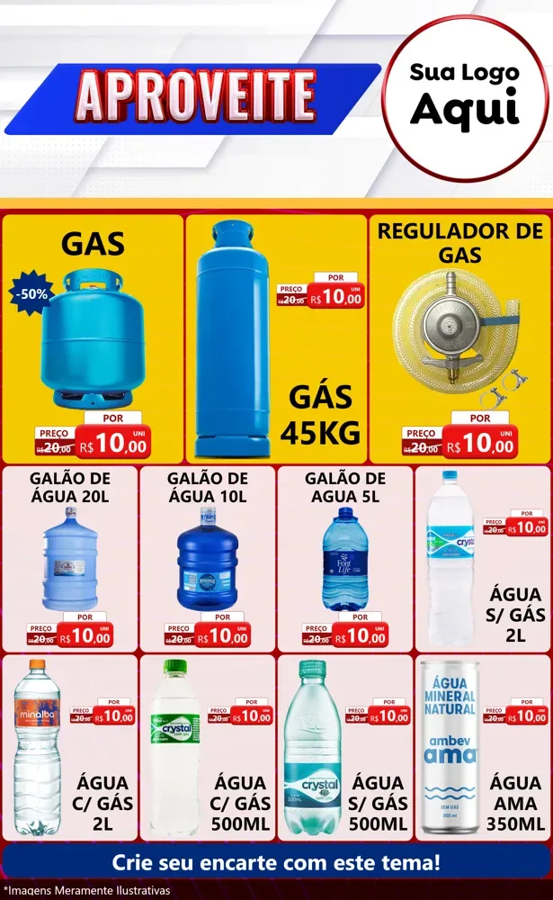 Modelo de Encarte para Encarte Grande com o tema Aproveite para Água e gás