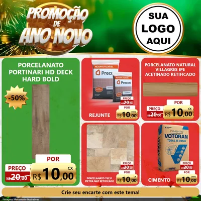 Modelo de Rede Social para Feed Facebook com o tema Promoção de Ano Novo para Pisos e revestimentos