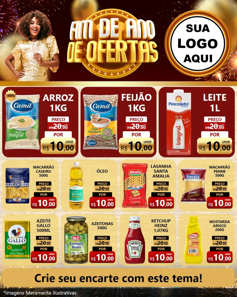 Modelo de Rede Social para Feed Instagram com o tema Fim de Ano de Ofertas para Supermercado