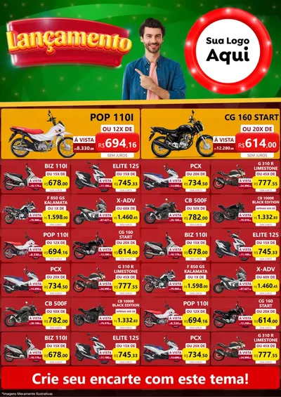 Modelo de Encarte para Encarte A4 Vertical com o tema Lançamento para Concessionaria de Motos