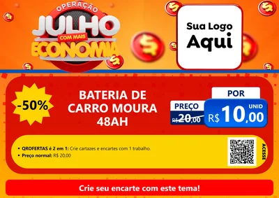 Modelo de Cartaz para Cartaz A4 Horizontal com o tema Operação Julho Com Mais Economia para Baterias Elétricas