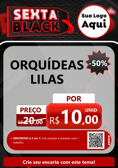 Modelo de Cartaz para Cartaz A4 Vertical com o tema Sexta Black para Floricultura e jardim