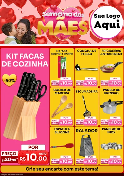 Modelo de Encarte para Encarte A4 Vertical com o tema Semana Das Mães para Utilidades Domésticas