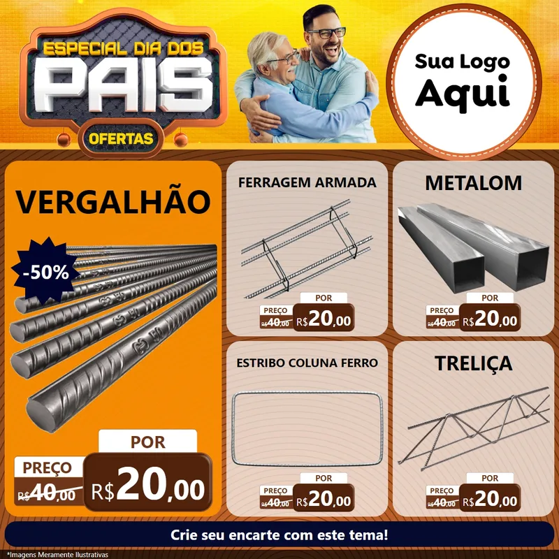 Modelo de Rede Social para Feed Facebook com o tema Especial Dia dos Pais para Ferragens