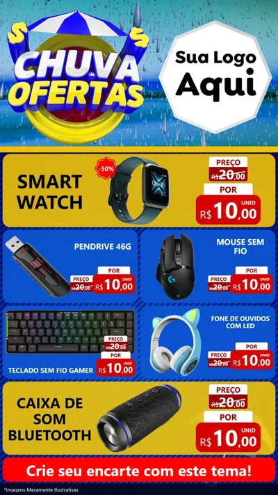 Modelo de TV para TV Vertical com o tema Chuva de Ofertas para Informática
