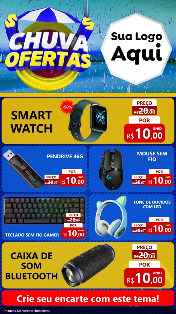 Modelo de TV para TV Vertical com o tema Chuva de Ofertas para Informática