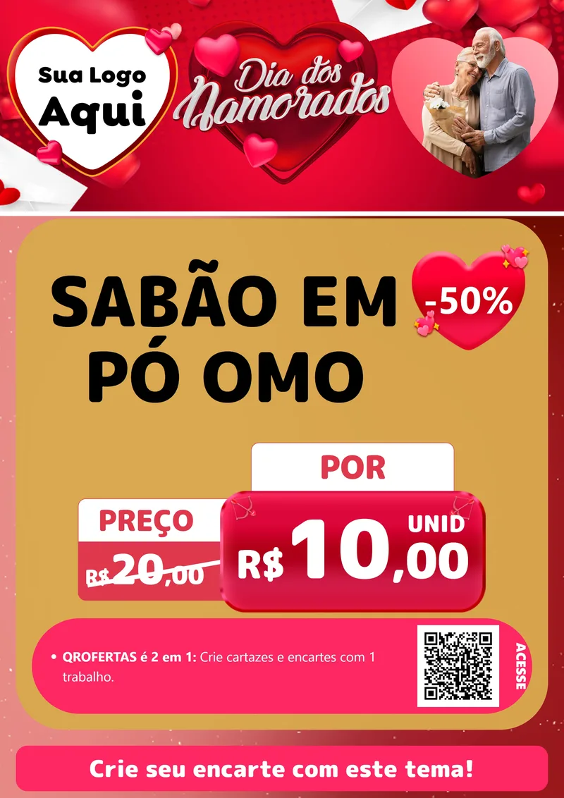 Modelo de Cartaz para Cartaz A4 Vertical com o tema Dia Dos Namorados para Produtos de Limpeza