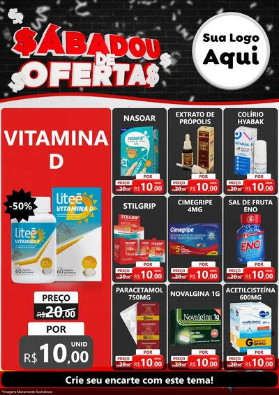 Modelo de Encarte para Encarte A4 Vertical com o tema Sabadou de Ofertas para Farmácia