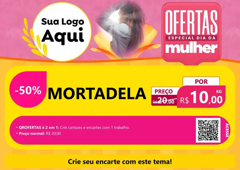 Modelo de Cartaz para Cartaz A4 Horizontal com o tema Ofertas - Especial Dia Das Mulheres para Frios e Laticínios