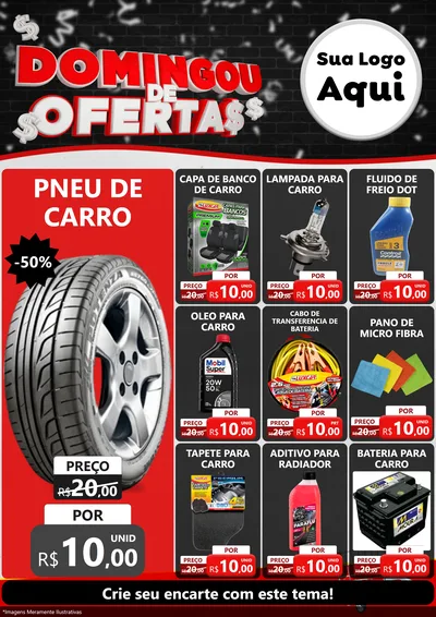 Modelo de Encarte para Encarte A4 Vertical com o tema Domingou de Ofertas para Auto peças
