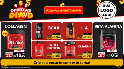 Modelo de TV para TV Horizontal com o tema Ofertas Dia D para Suplementos alimentares