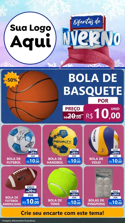 Modelo de Rede Social para Stories com o tema Ofertas de Inverno para Artigos Esportivos