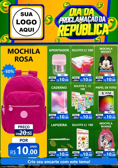 Modelo de Encarte para Encarte A4 Vertical com o tema Dia Da Proclamação da República para Papelaria