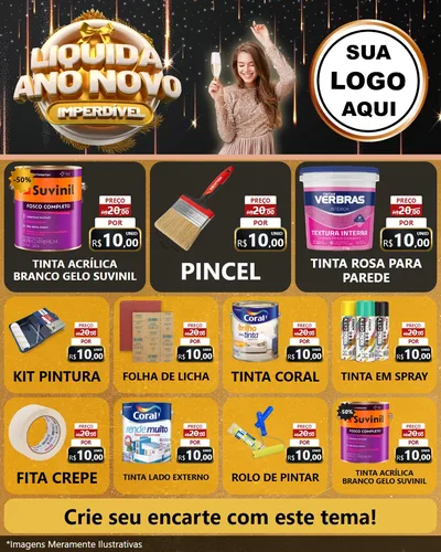 Modelo de Rede Social para Feed Instagram com o tema Liquida Ano Novo Imperdível para Tintas e Ferramentas