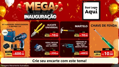 Modelo de TV para TV Horizontal com o tema Mega Inauguração para Maquinas e Ferramentas