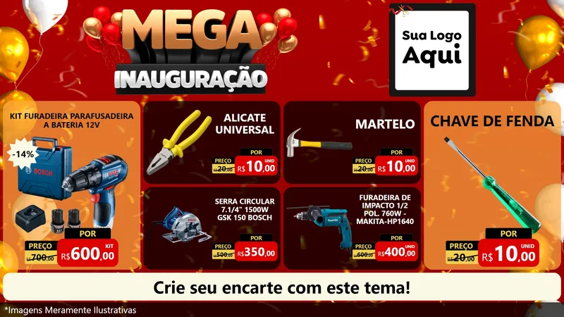 Modelo de TV para TV Horizontal com o tema Mega Inauguração para Maquinas e Ferramentas