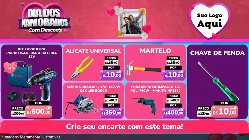 Modelo de TV para TV Horizontal com o tema Dia Dos Namorados Com Desconto para Maquinas e Ferramentas