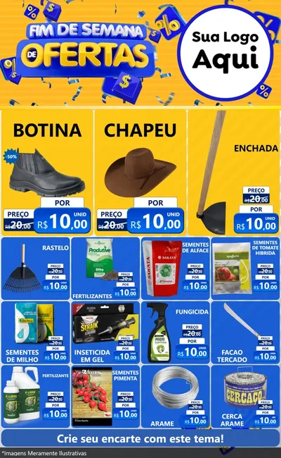 Modelo de Encarte para Encarte Grande com o tema Fim de Semana de Ofertas para Agropecuária