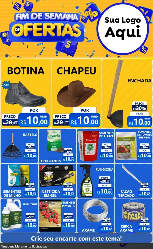 Modelo de Encarte para Encarte Grande com o tema Fim de Semana de Ofertas para Agropecuária