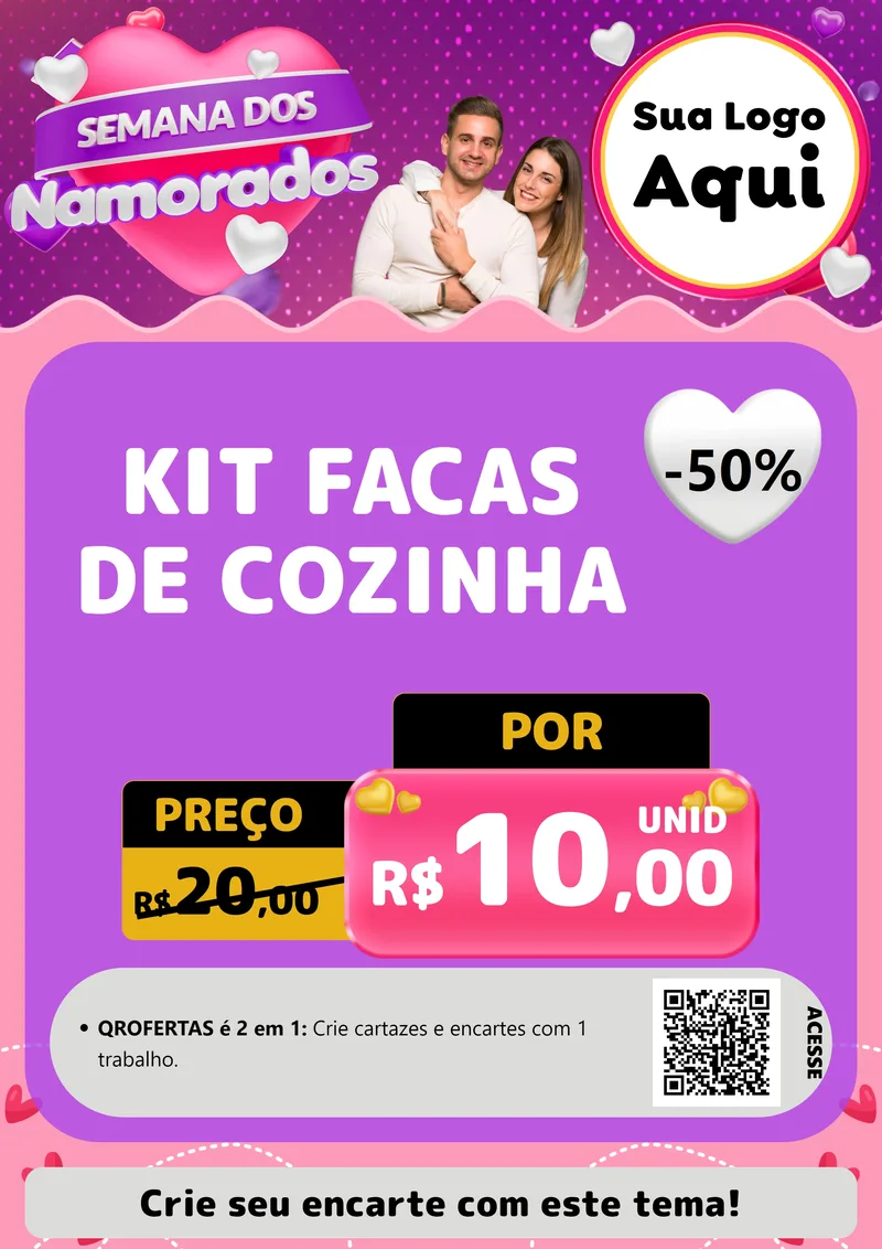 Modelo de Cartaz para Cartaz A4 Vertical com o tema Semana dos Namorados para Utilidades Domésticas