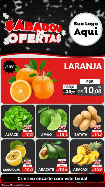 Modelo de Rede Social para Stories com o tema Sabadou de Ofertas para Hortifrúti
