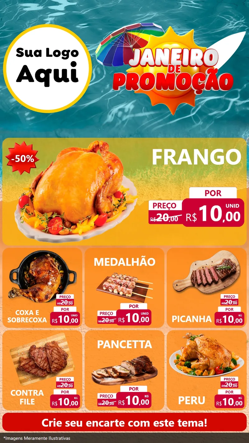Modelo de Rede Social para Stories com o tema Janeiro de Promoção para Assados