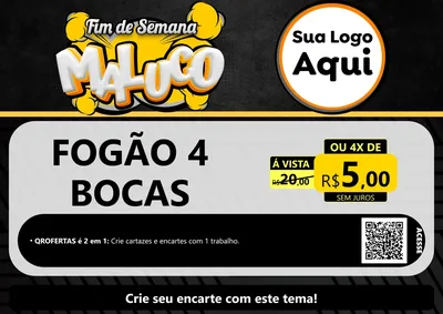Modelo de Cartaz para Cartaz A4 Horizontal com o tema Fim de Semana Maluco para Móveis e Eletro