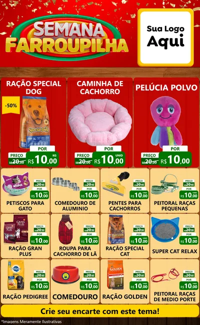 Modelo de Encarte para Encarte Grande com o tema Semana Farroupilha para Pet Shop