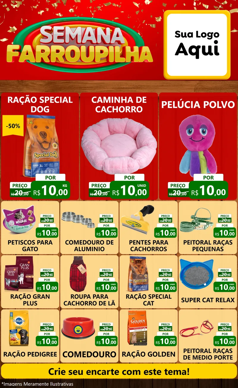 Modelo de Encarte para Encarte Grande com o tema Semana Farroupilha para Pet Shop