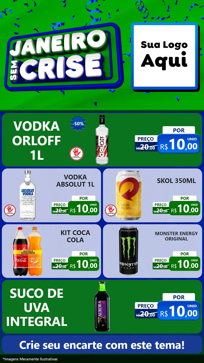 Modelo de TV para TV Vertical com o tema Janeiro Sem Crise para Distribuidora de bebidas