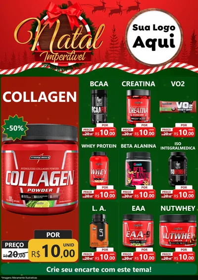 Modelo de Encarte para Encarte A4 Vertical com o tema Natal Imperdível para Suplementos alimentares