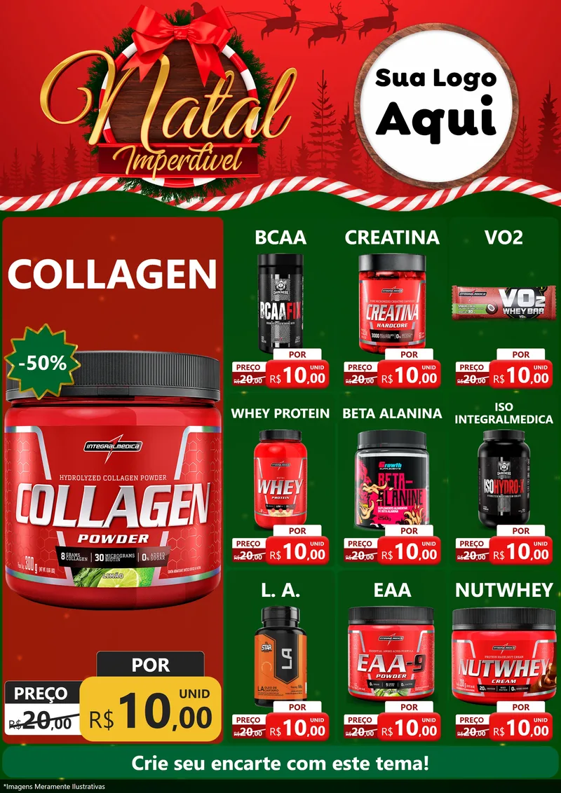 Modelo de Encarte para Encarte A4 Vertical com o tema Natal Imperdível para Suplementos alimentares