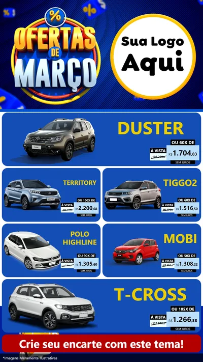Modelo de TV para TV Vertical com o tema Ofertas de Março para Concessionaria de Carros