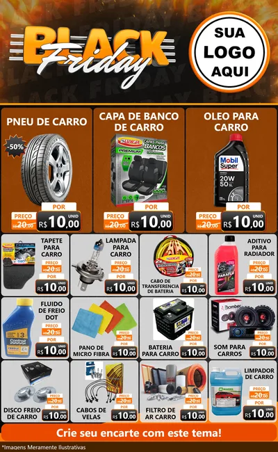 Modelo de Encarte para Encarte Grande com o tema Black Friday para Auto peças