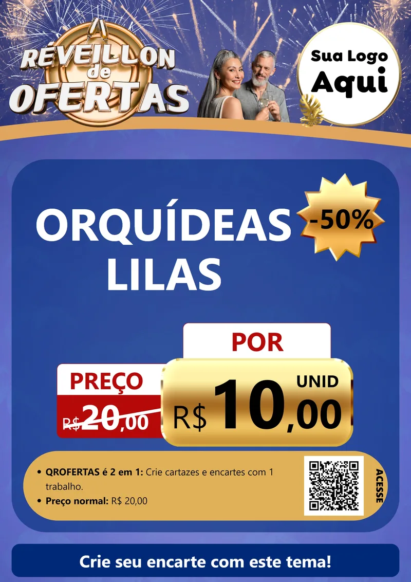Modelo de Cartaz para Cartaz A4 Vertical com o tema Réveillon de Ofertas para Floricultura e jardim