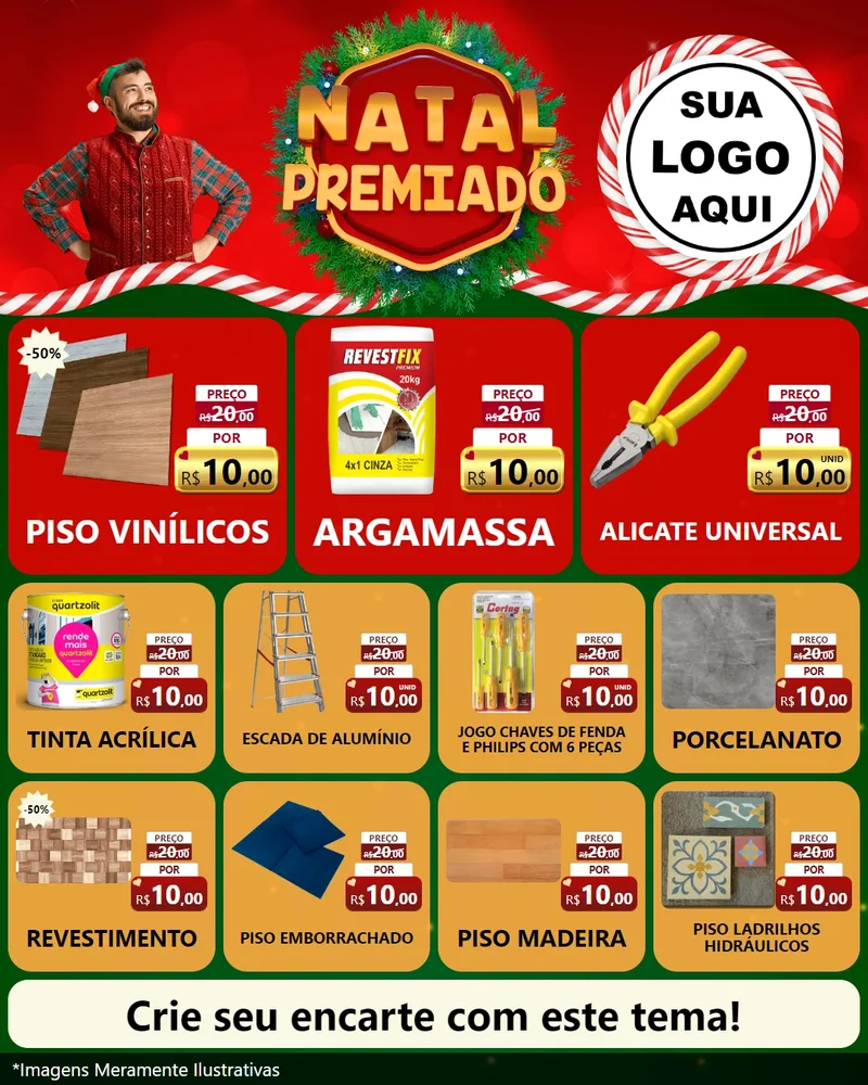 Modelo de Rede Social para Feed Instagram com o tema Natal Premiado para Material para Construção