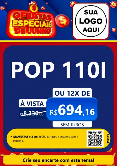Modelo de Cartaz para Cartaz A4 Vertical com o tema Ofertas Especiais de Junho para Concessionaria de Motos