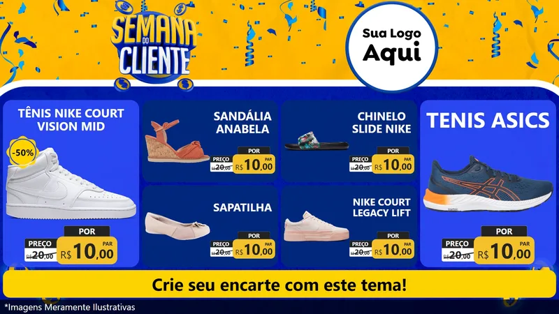 Modelo de TV para TV Horizontal com o tema Semana do Cliente para Calçados