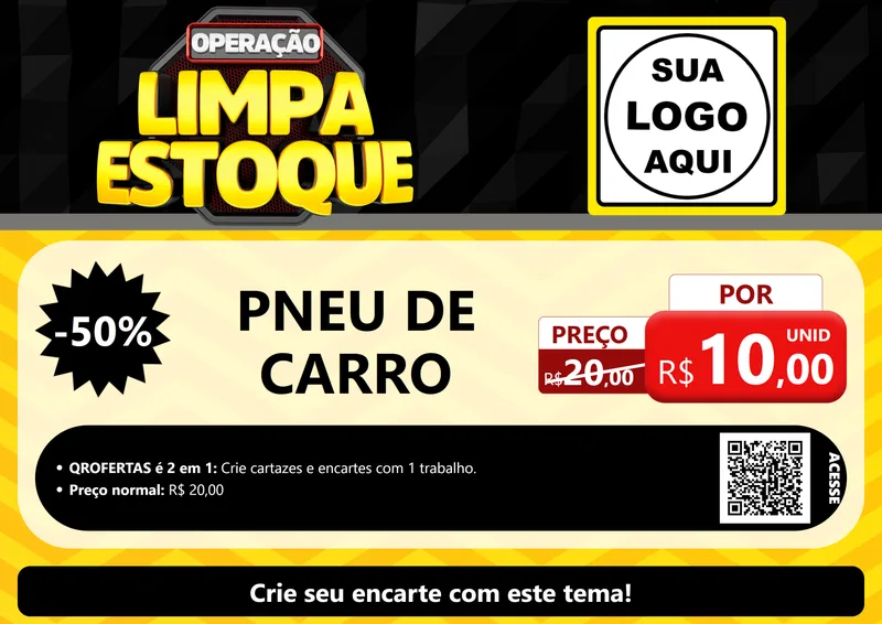 Modelo de Cartaz para Cartaz A4 Horizontal com o tema Operação Limpa Estoque para Auto peças