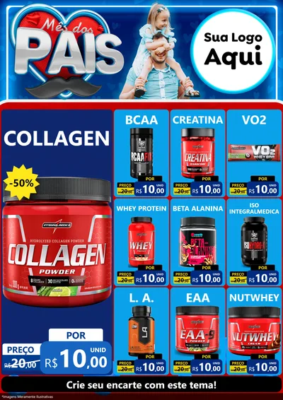 Modelo de Encarte para Encarte A4 Vertical com o tema Mês Dos Pais para Suplementos alimentares