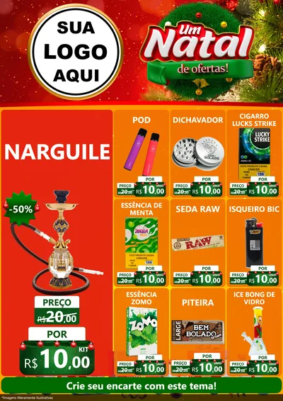 Modelo de Encarte para Encarte A4 Vertical com o tema Um Natal de Ofertas para Tabacaria