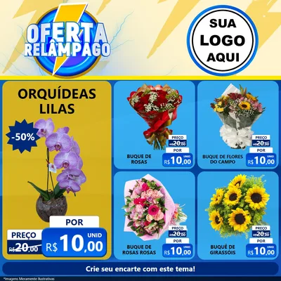 Modelo de Rede Social para Feed Facebook com o tema Oferta Relâmpago para Floricultura e jardim