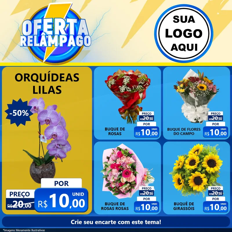 Modelo de Rede Social para Feed Facebook com o tema Oferta Relâmpago para Floricultura e jardim