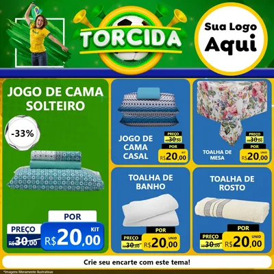 Modelo de Rede Social para Feed Facebook com o tema Torcida para Cama, Mesa e Banho