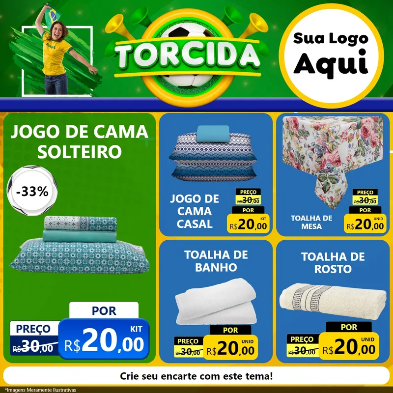 Modelo de Rede Social para Feed Facebook com o tema Torcida para Cama, Mesa e Banho