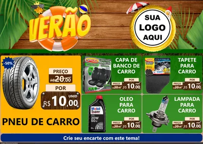 Modelo de Encarte para Encarte A4 Horizontal com o tema Verão para Auto peças