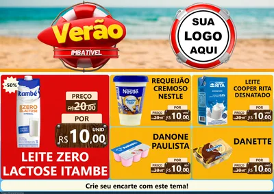 Modelo de Encarte para Encarte A4 Horizontal com o tema Verão Imbatível para Frios e Laticínios