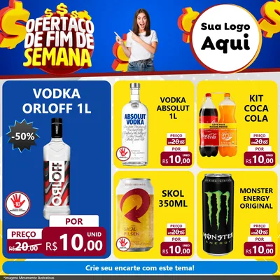 Modelo de Rede Social para Feed Facebook com o tema Ofertaço de Fim de Semana para Distribuidora de bebidas
